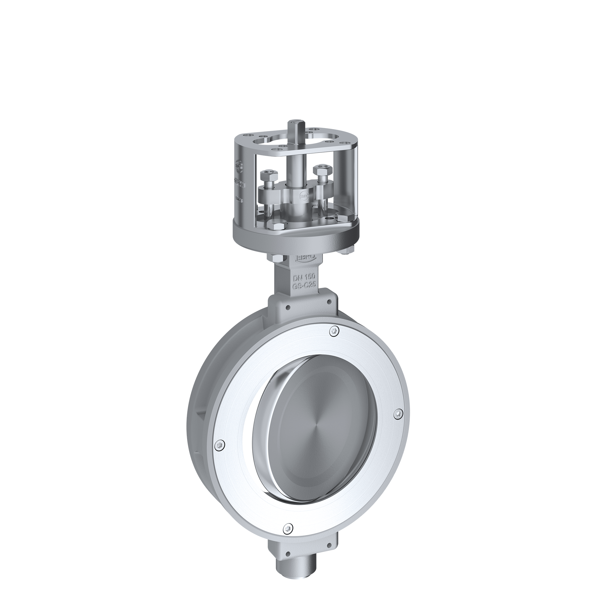 Vridspjällventil Ebro, DN250, PN25, stål, tätningsring av Inconel, F10-12, 22mm